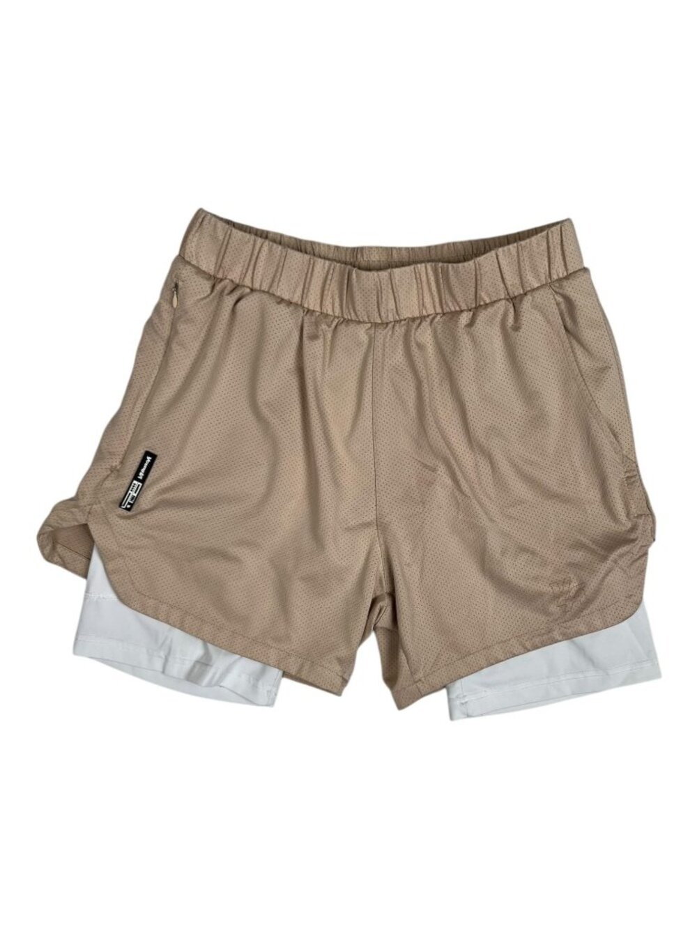 YoungLA Shorts Mens Large Beige Mesh Lined Athletic Running Gym
